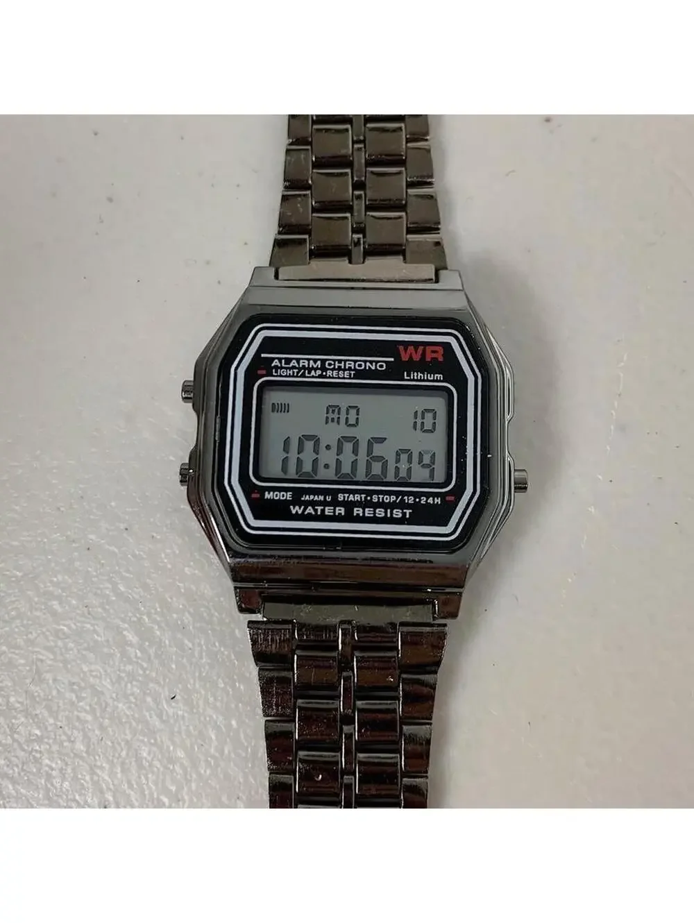 Y2K Vintage Retro Silver Gray Digital Stainless Steel Watch 8 Inch Unisex
